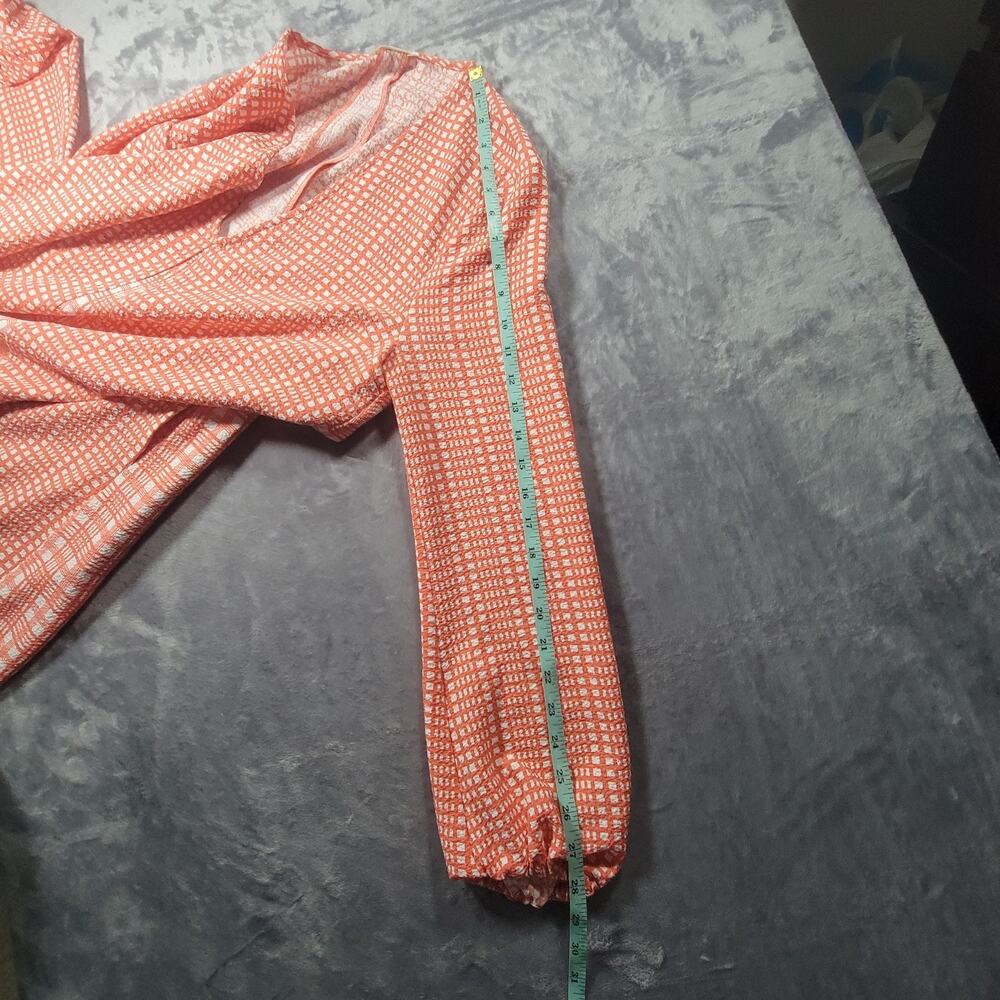 Stine Goya M Leila Maxi Dress V Neck Plaid Long Sleeve Orange - Picture 8 of 15